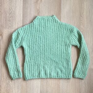 Massimo Dutti Alpaca Wool Blend Mint Green Textured Knit Sweater | Soft Pullover